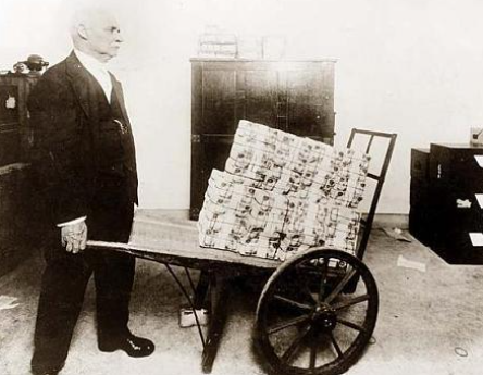 Weimar Germany - inflated cash in a wheelbarrow