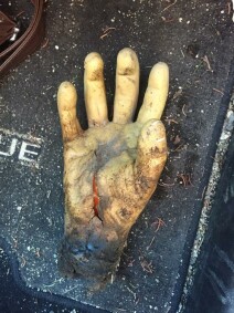 Zombie hand geocache