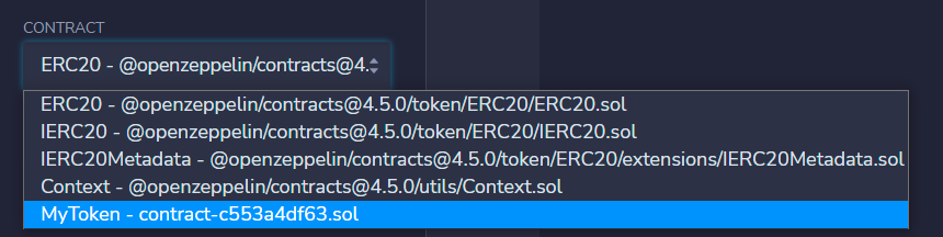 Remix Contract Selection