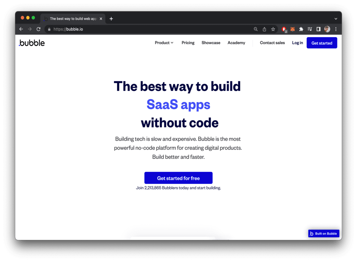 Bubble landing page