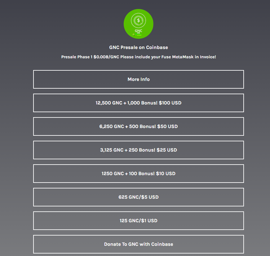 GNC Presale