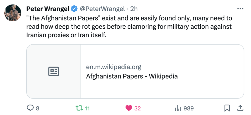 Tweet Of Afghanistan Papers