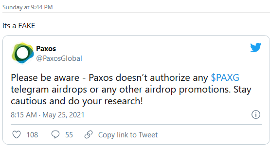 NEW - PAXG Gold airdrop