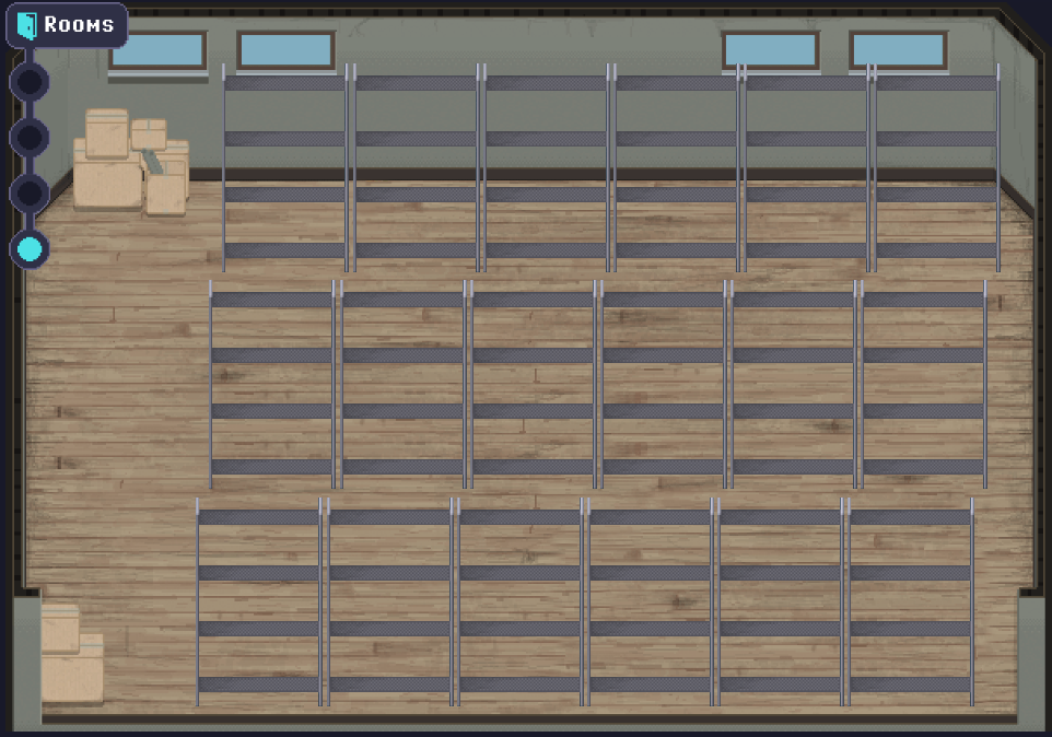 RollerCoin - Room 4 empty racks