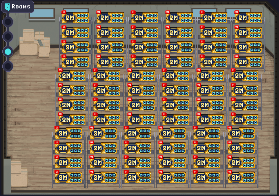 Rollercoin - Room 3 full racks