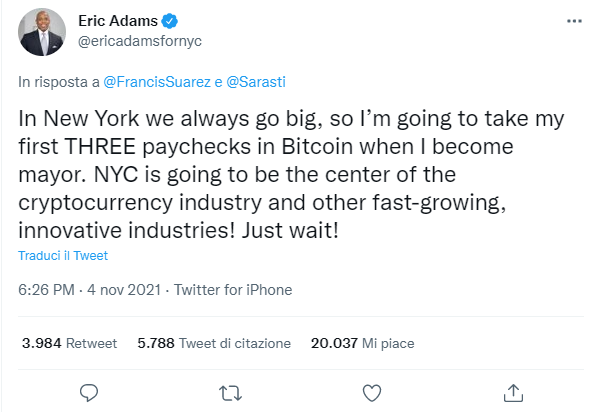 Eric Adams tweet