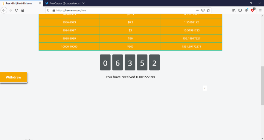Coinfaucet.io Roll button