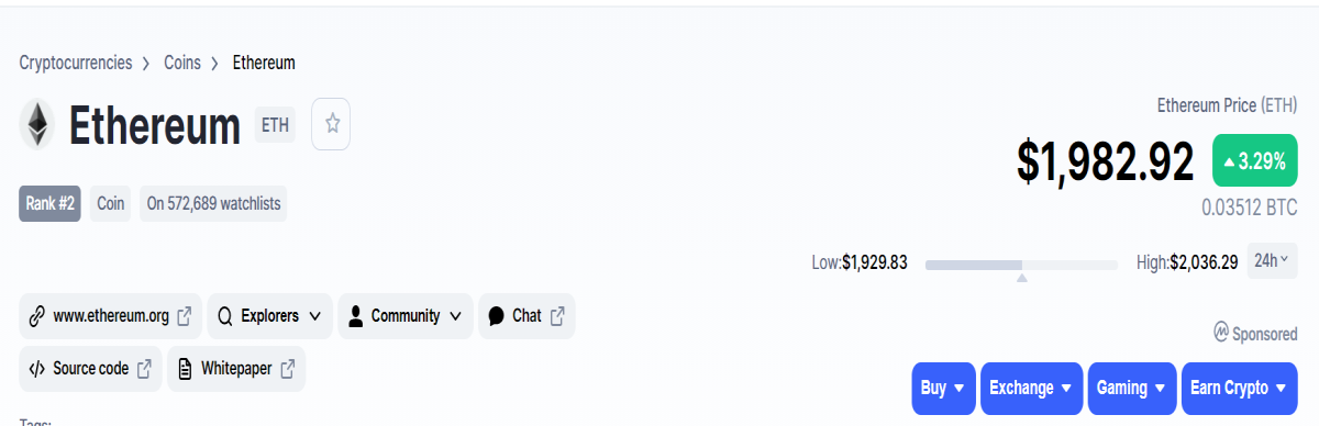 Price ETH