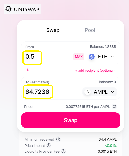 uniswap ampl