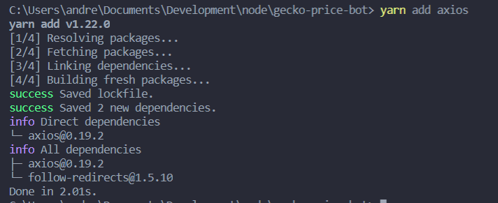yarn add axios