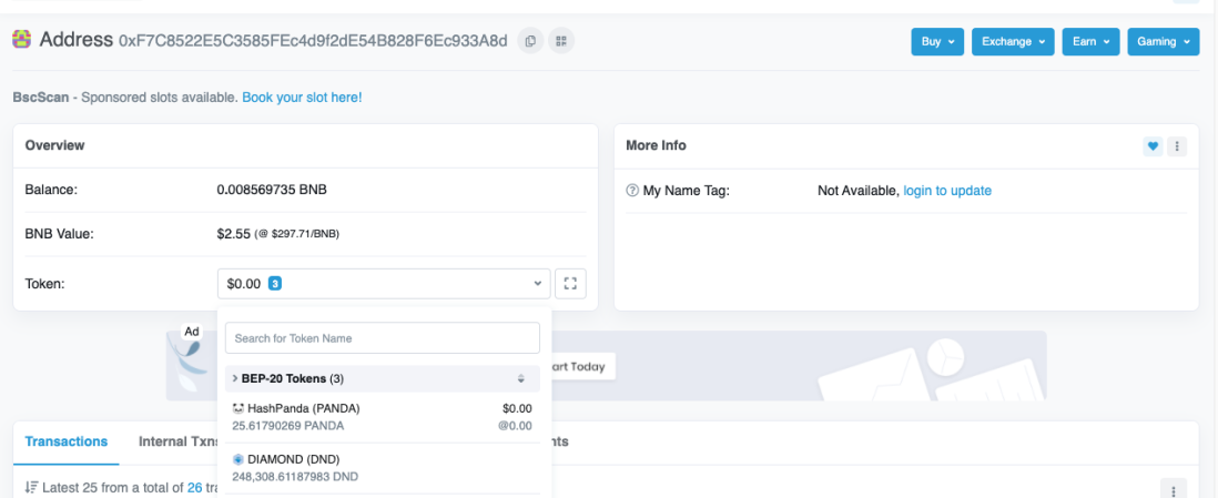 BSC block explorer