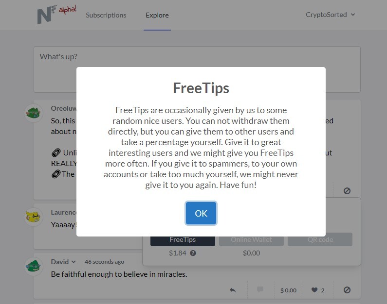 noise.cash FreeTips rewards allocation