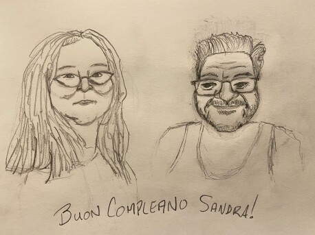 potraits of me and sandra - Buon Compleano Sandra