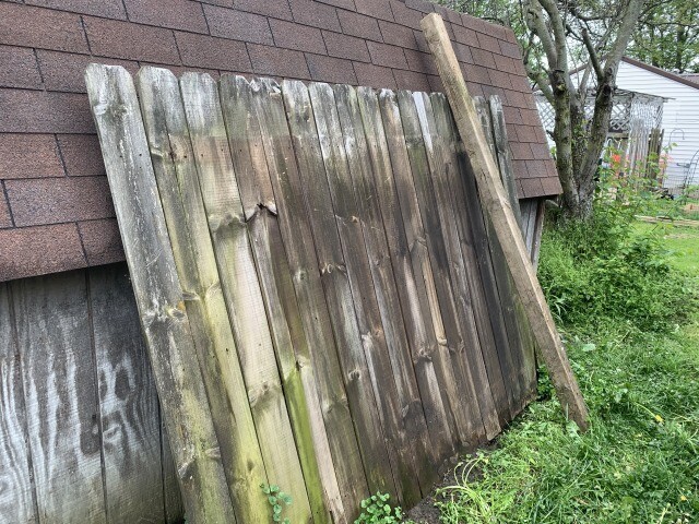 old fence panel and post