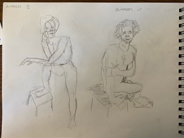 Andrea in two poses - 5-minute timed sketches