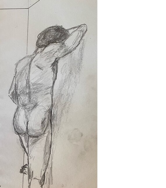 Josh leaning on wall - 20 minute timed pencil sketch