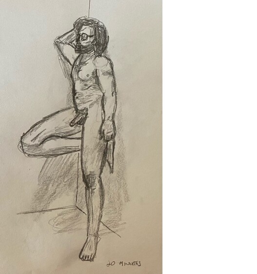 Josh leaning on wall - 20 minute timed pencil sketch