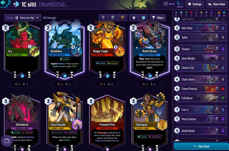 deck builder interface