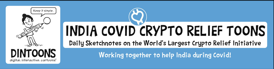 crypto donation, cryptorelief, india, dintoons