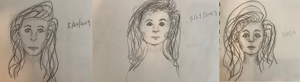 three faces - pencil drawing