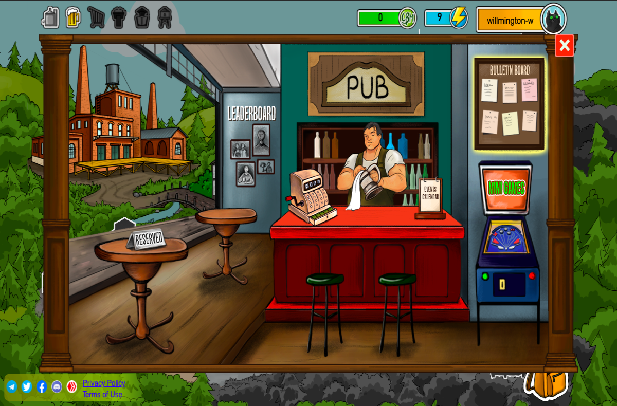 Pub screen with 'DashBoard' highlighted Top Right