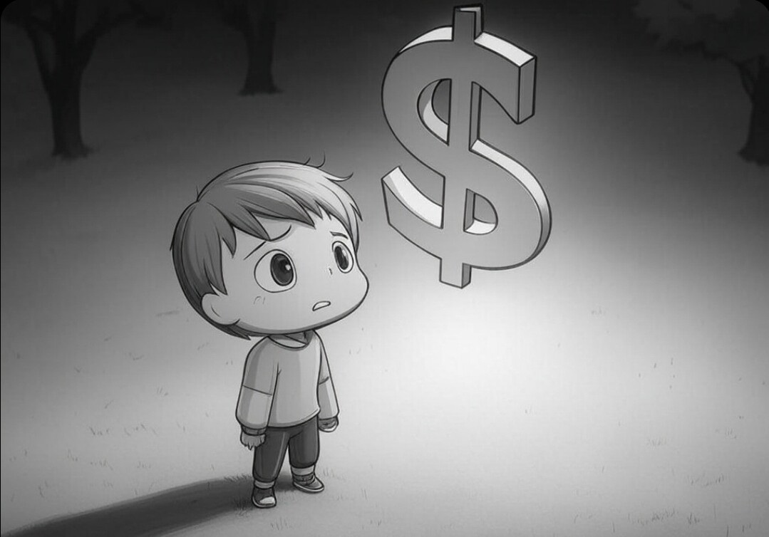 Boy looking at debt $