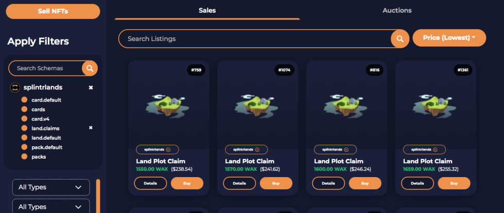 Splinterlands Land Plots Atomic hub
