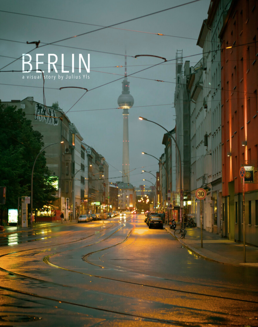 Berlin urban street at night