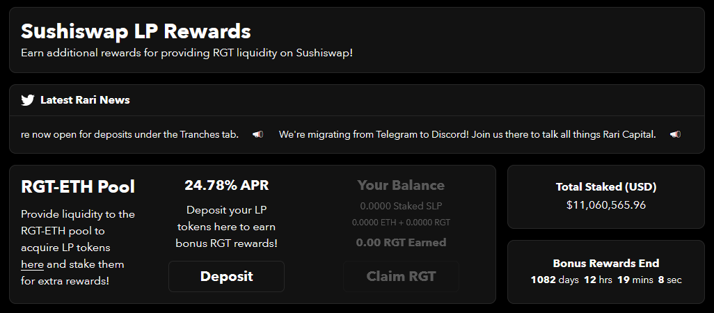 Rari Capital RGT-ETH Pool