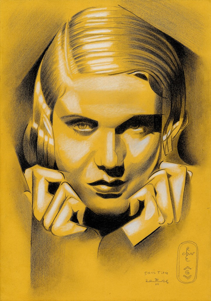 cubist celebrity moviestar colored pencil drawing