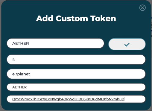 AETHER Custom Token