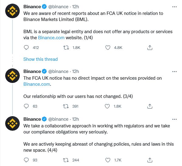 binance response twitter