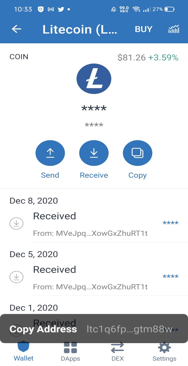 Trustwallet LTC adresse