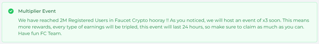 FaucetCrypto Multiplier Event