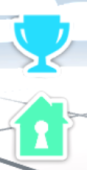 Below trophy button is the green house icon