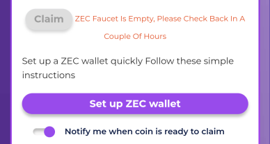 PipeFlare's ZEC faucet is frequently dried up.