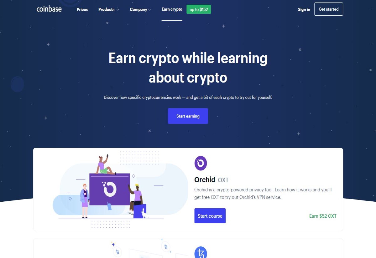 earn crypto landing page