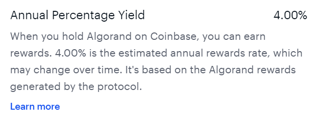 Coinbase ALGO APY