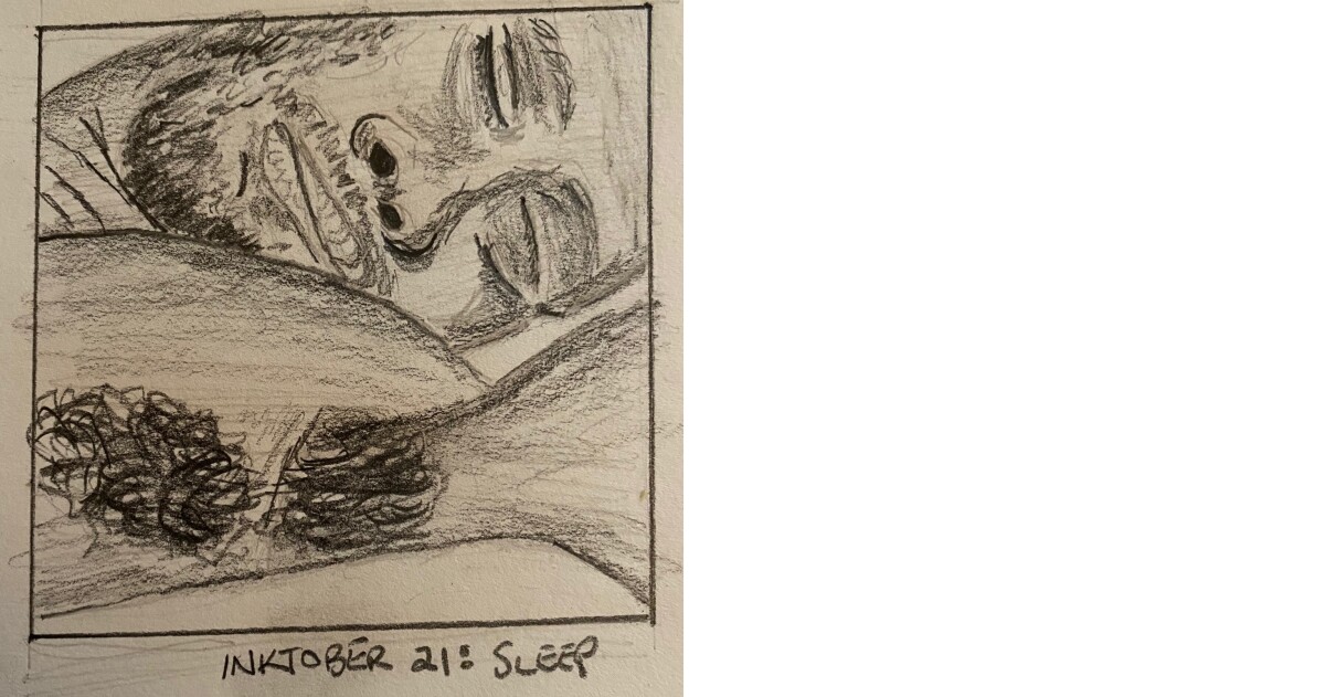 Man sleeping - pencil drawing