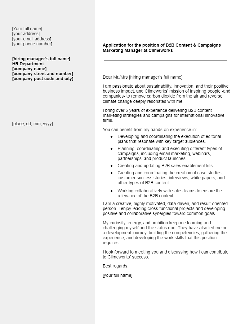 Cover letter
