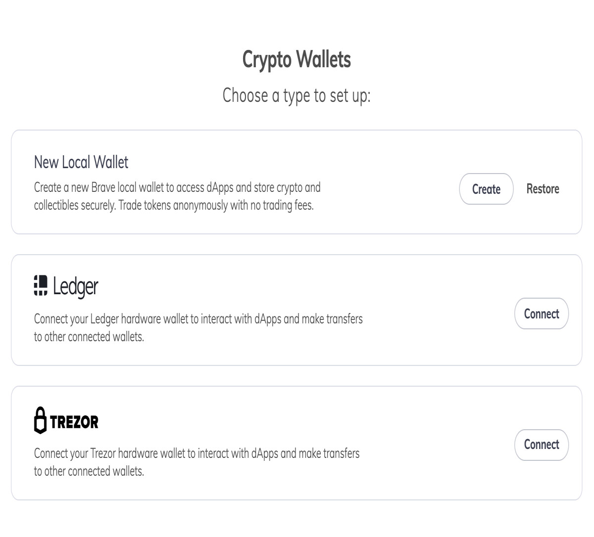 cryptowallet options
