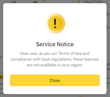 Binance service notice
