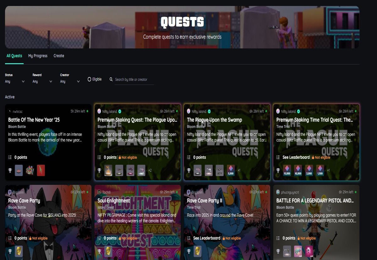 User generated quests in Nifty Island