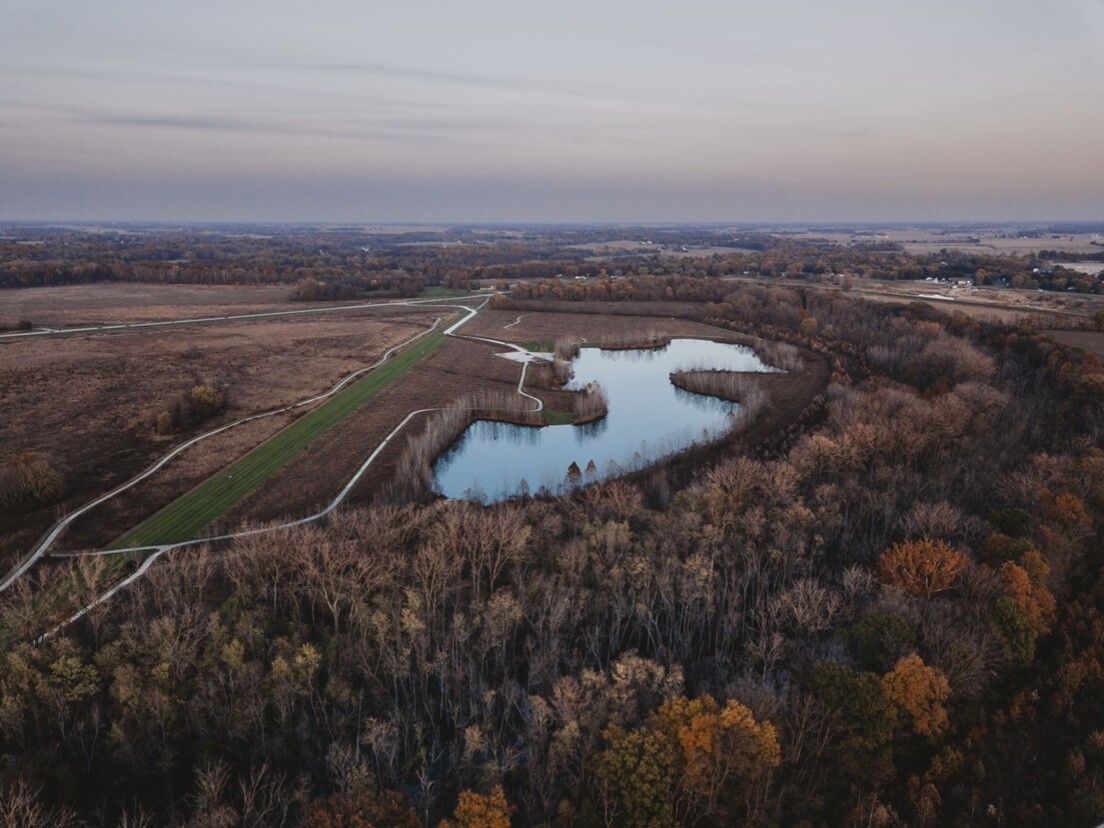 Body of water in a park in autumn