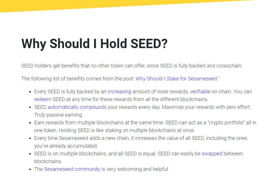 seed sesameseed benefits rewards staking hold