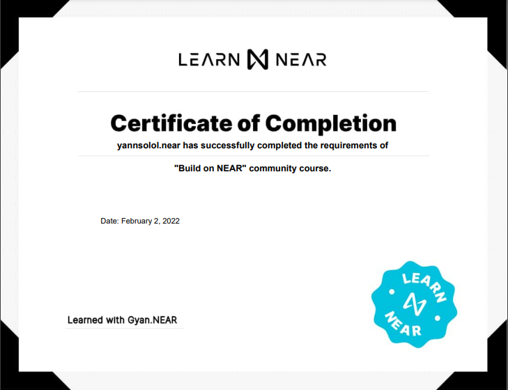 build-on-near certificate