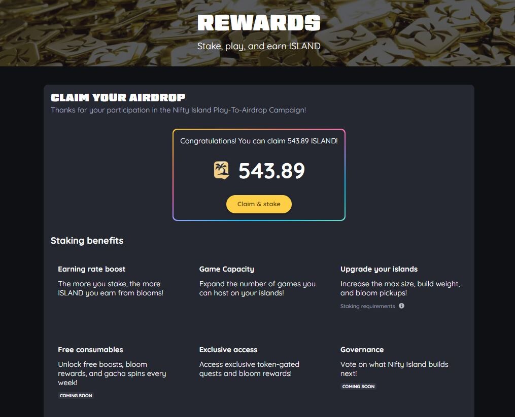 Nifty Island ISLAND airdrop claim