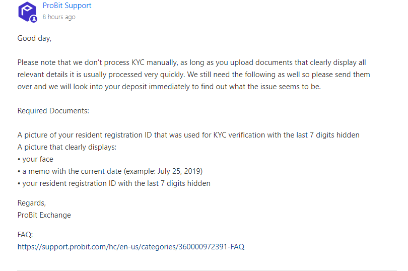 probit crypto exchange's awful support