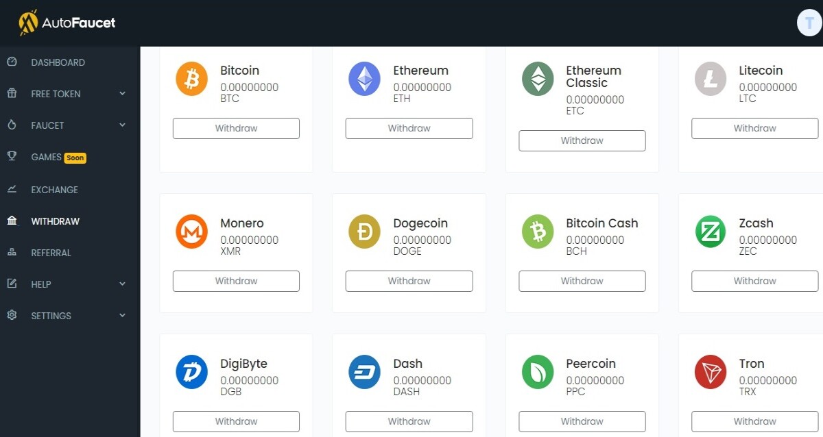 Faucet Withdraw