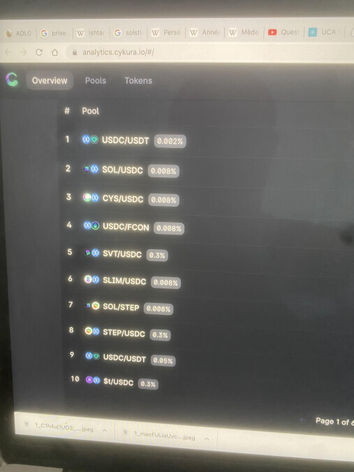 here are some clues about current created individualized pools on Cykura with mention for fee tiers selected.